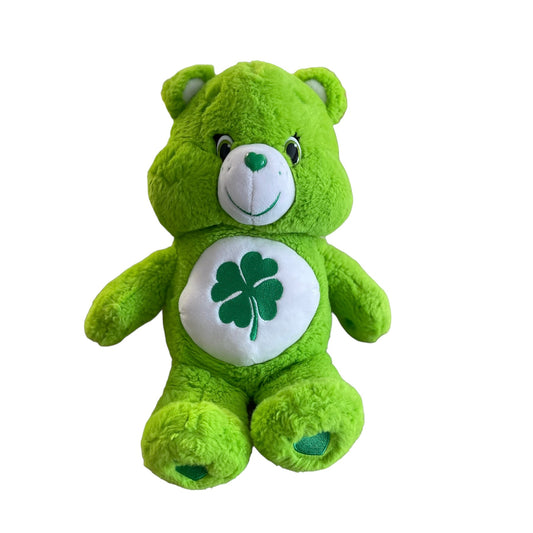 Good Luck Bear, Ultra Soft Green Shamrock Care Bear Stuffed Animal Toy in GUC