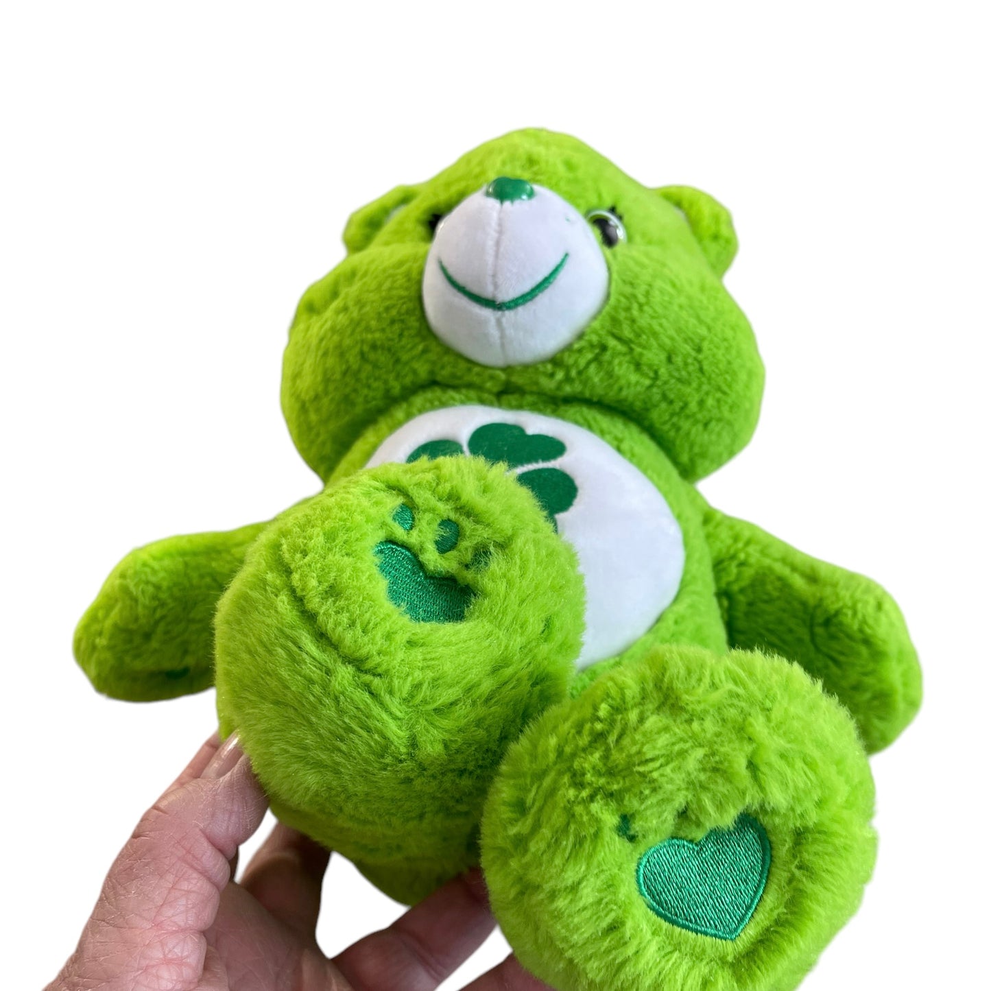 Good Luck Bear, Ultra Soft Green Shamrock Care Bear Stuffed Animal Toy in GUC