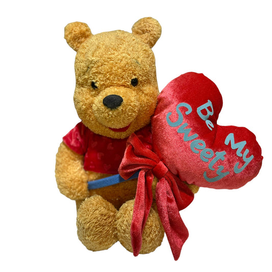 Winnie the Pooh, Plush  'Be My Sweety' Valentine Heart Stuffed Animal with Heart Balloon