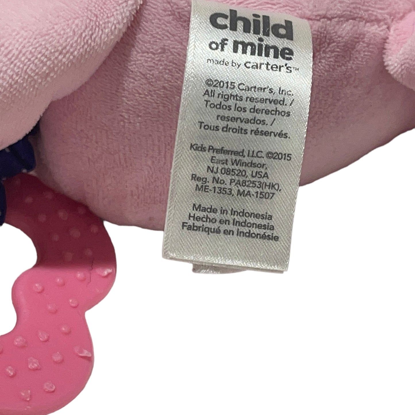 Carter's Child of Mine Pink Elephant Musical Crib Teether Toy, Plays Brahms' Lullabye EUC