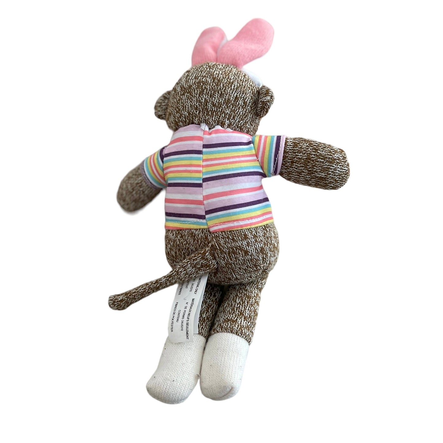 Pink Sock Monkey with Easter Bunny Ears & Embroidered Face. GUC