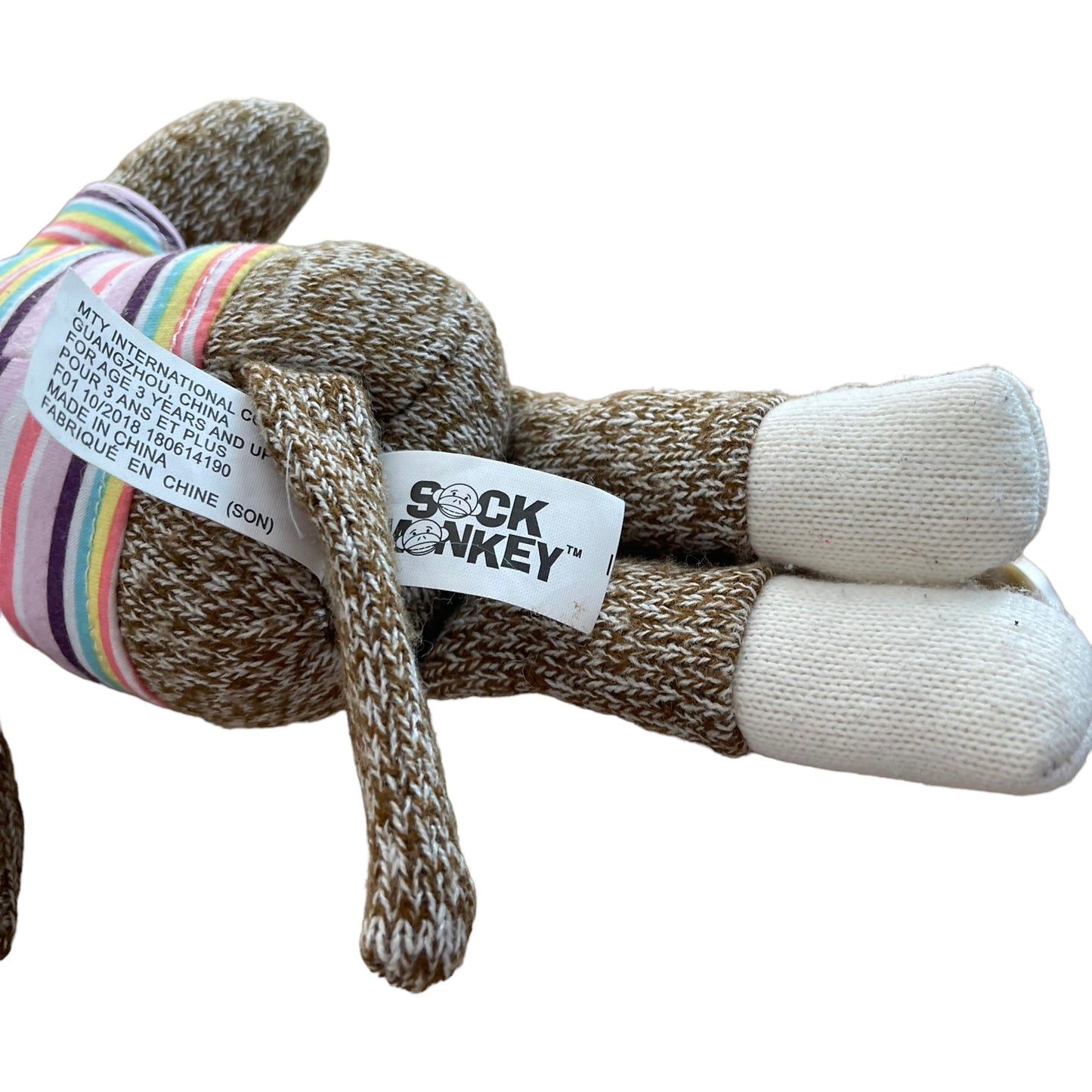 Pink Sock Monkey with Easter Bunny Ears & Embroidered Face. GUC
