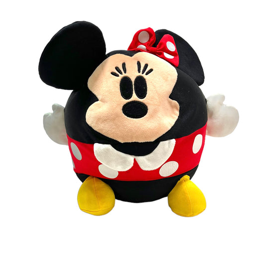 Round Bean Bag Minnie Mouse Walt Disney World Stuffed Animal Plush with Polka Dot Bow.