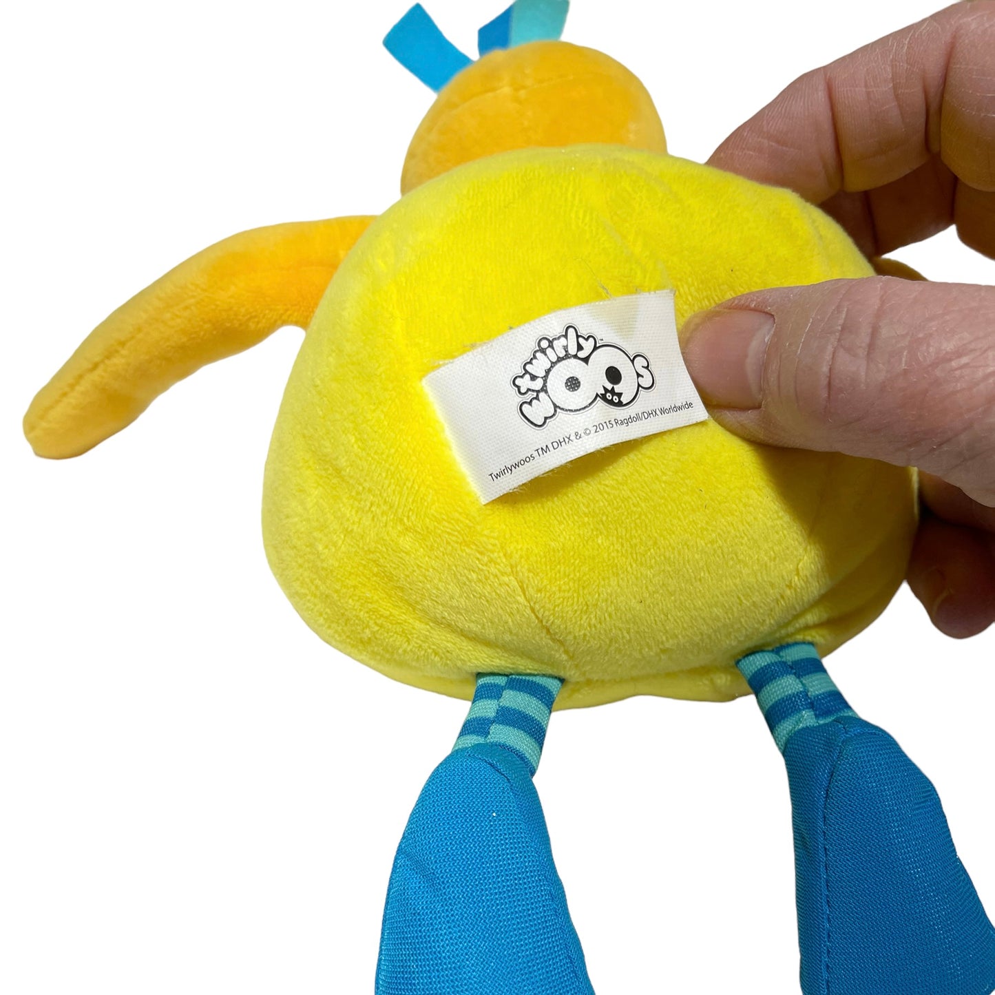 Twirly WOO , Chubby Round Talking Yellow Plush with Striped Legs and Red Feet GUC