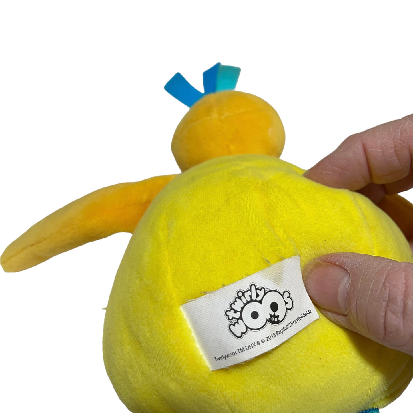 Twirly WOO , Chubby Round Talking Yellow Plush with Striped Legs and Red Feet GUC