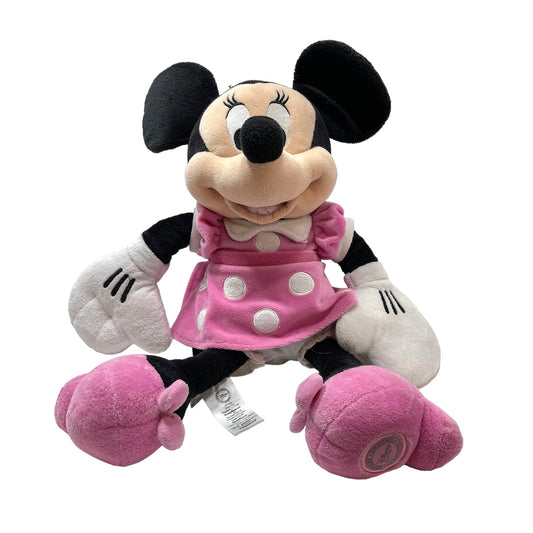 Classic Minnie Mouse Plush Doll 18" Preowned in Pink Polka DotDress & Pretty Shoes