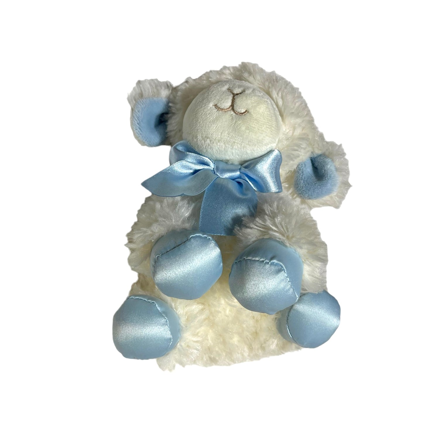 Aurora Baby Stuffed Lamb Plush Blue Satin Accents ECU, No Tag