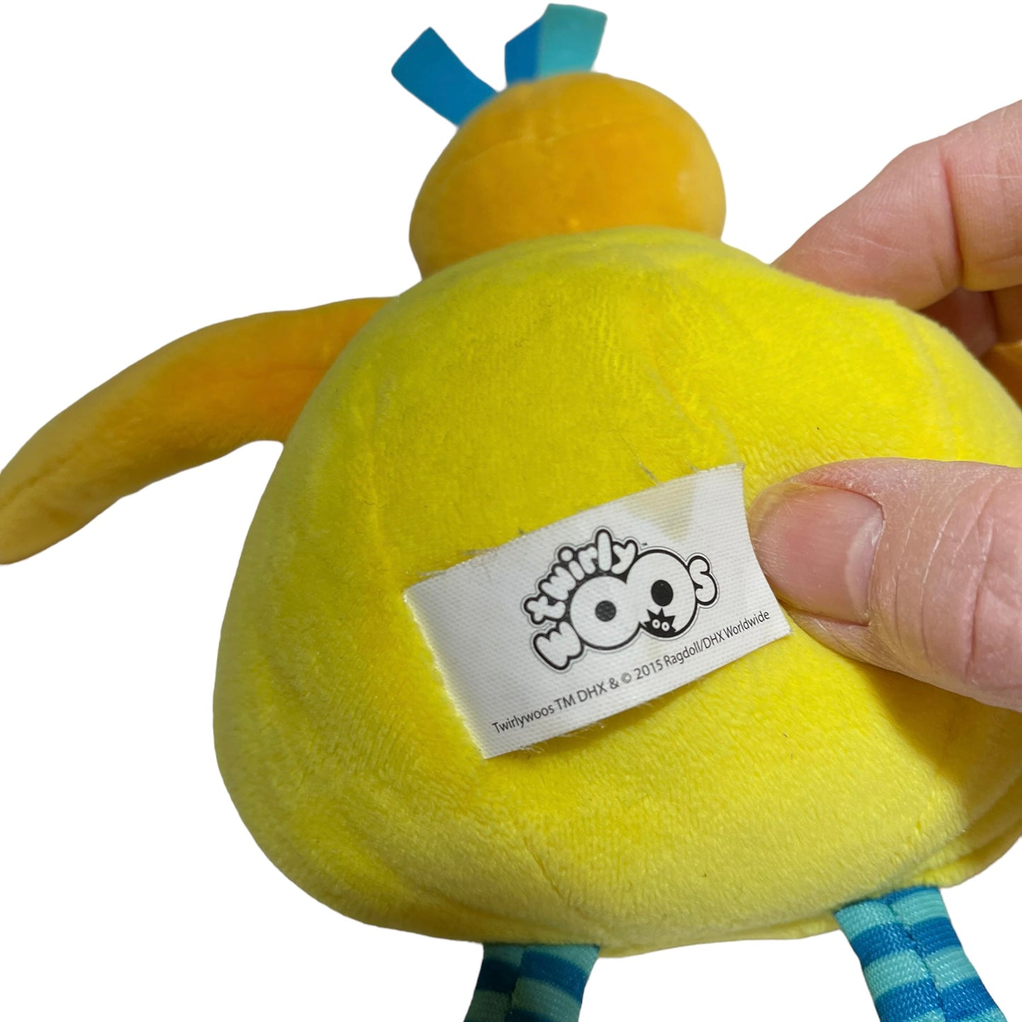 Twirly WOO , Chubby Round Talking Yellow Plush with Striped Legs and Red Feet GUC
