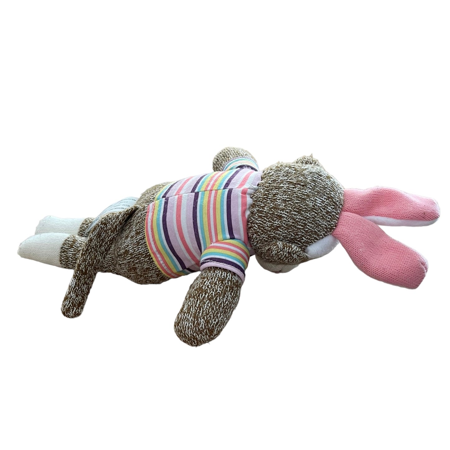 Pink Sock Monkey with Easter Bunny Ears & Embroidered Face. GUC
