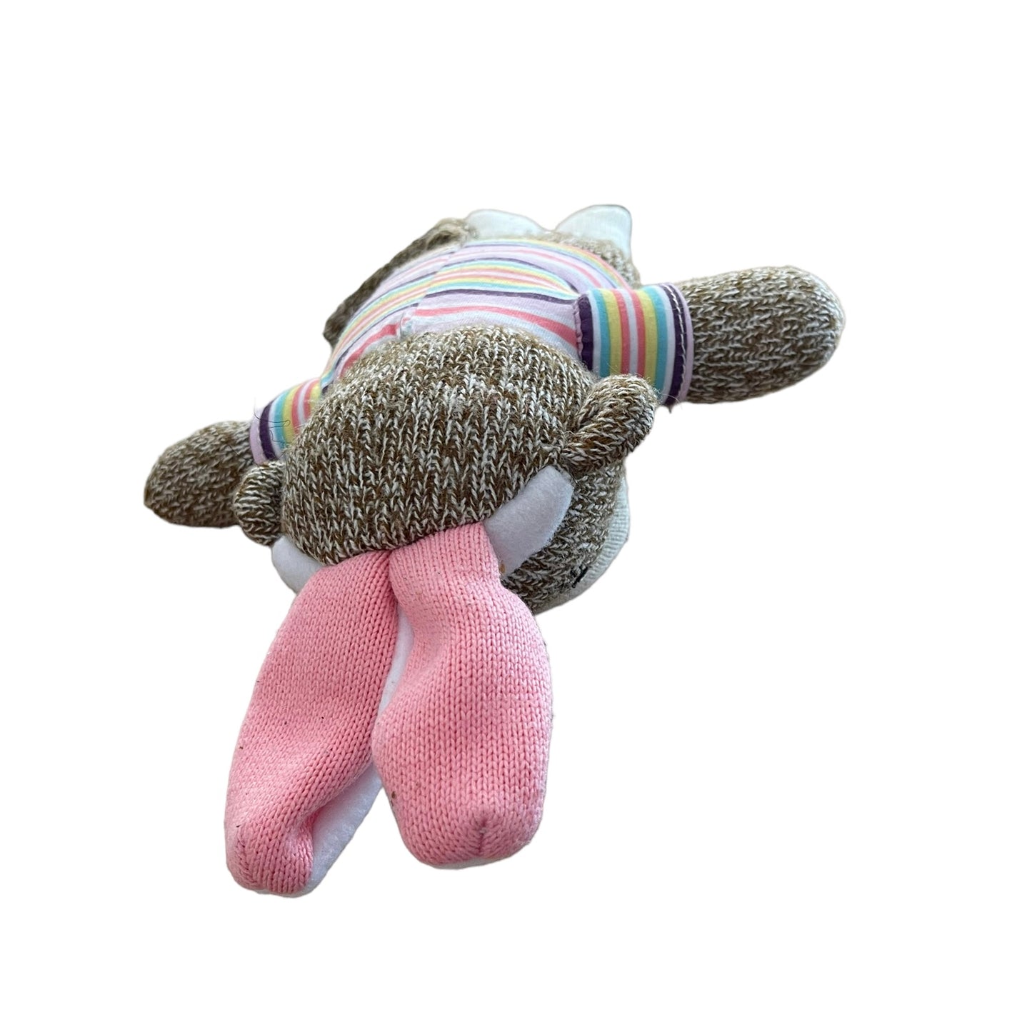 Pink Sock Monkey with Easter Bunny Ears & Embroidered Face. GUC