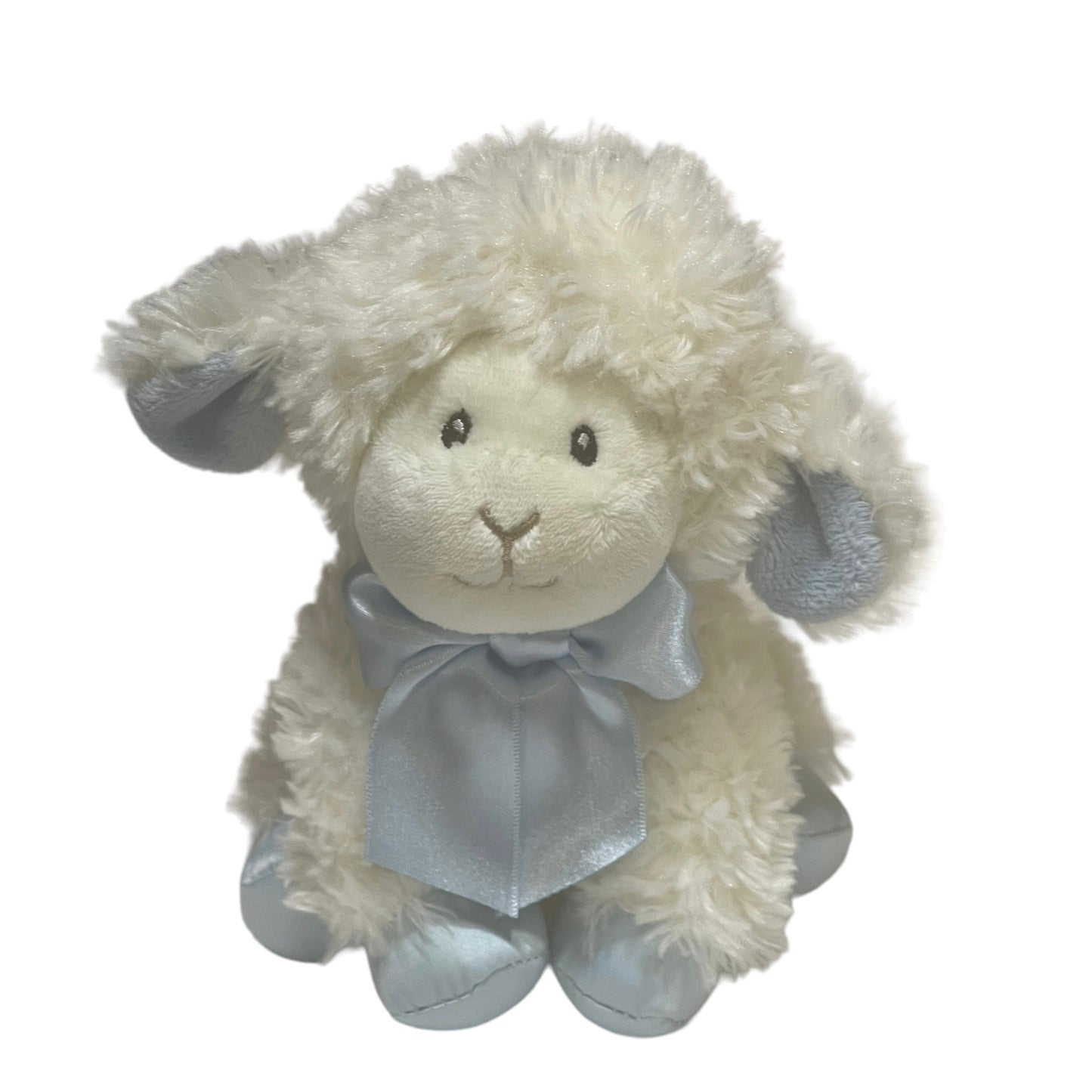 Aurora Baby Stuffed Lamb Plush Blue Satin Accents ECU, No Tag