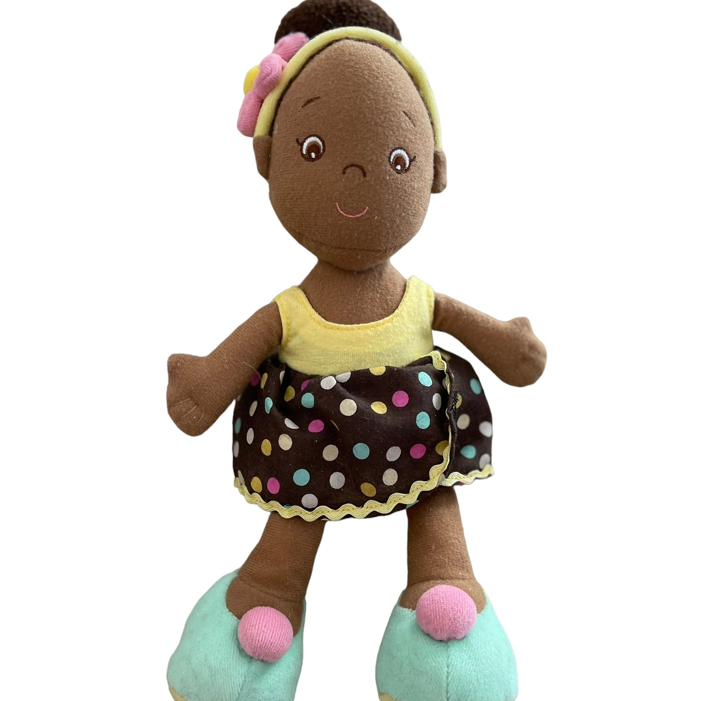 African 12" Rag Doll with Oversize Shoes and Sweet Embroidered Face