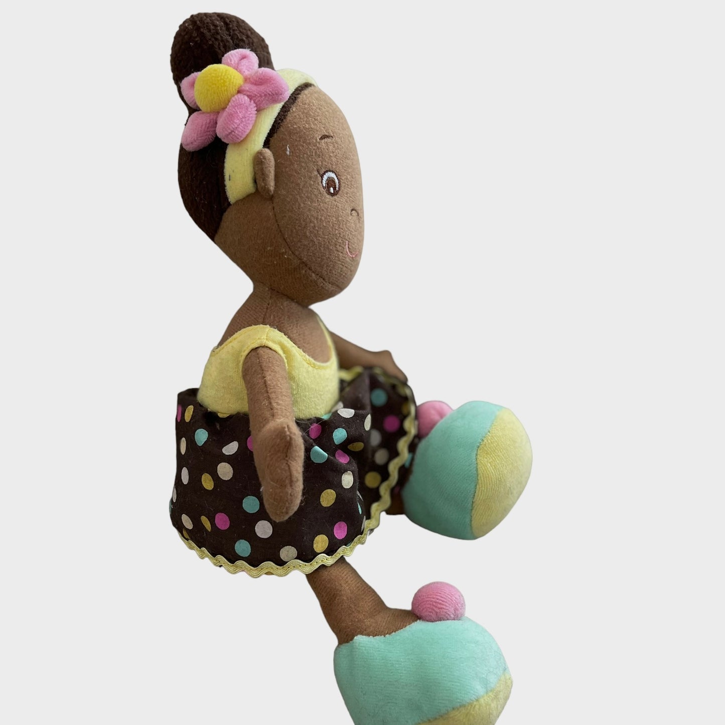 African 12" Rag Doll with Oversize Shoes and Sweet Embroidered Face