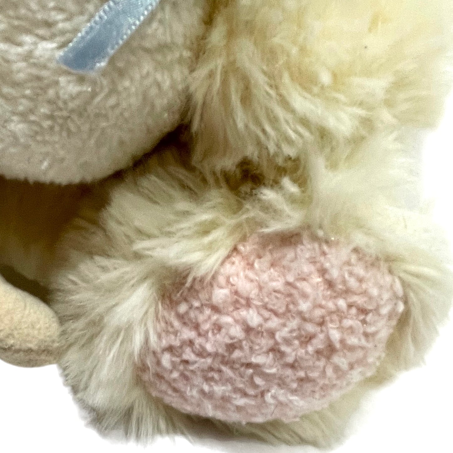 Mama & Baby, Cream 12" Lamb & 6" Baby, Glass Eyes & Pink Nubby Feet. Preowned, no Tags