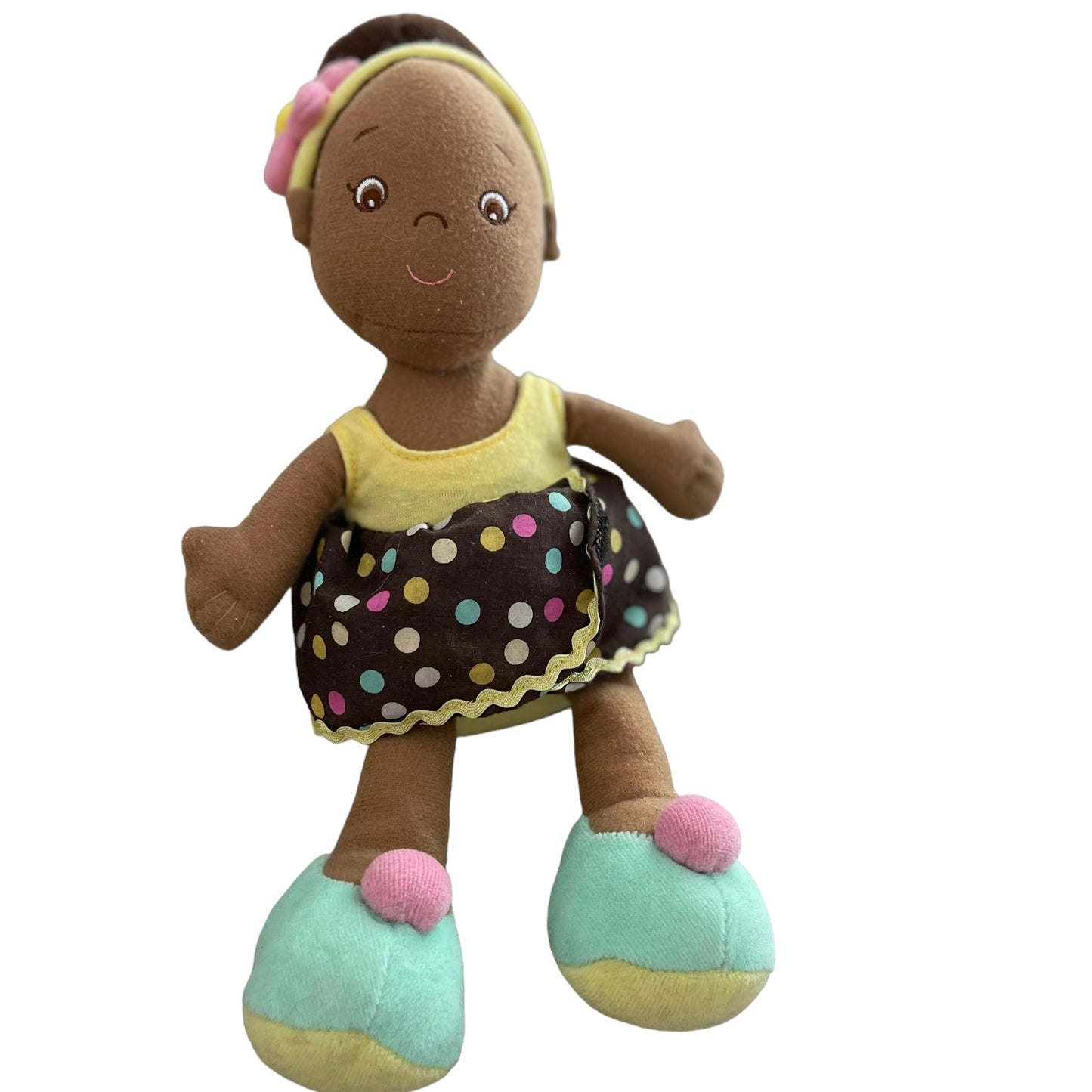 African 12" Rag Doll with Oversize Shoes and Sweet Embroidered Face